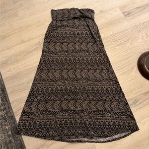 Shosho Black and Brown Patterned Maxi Skirt
